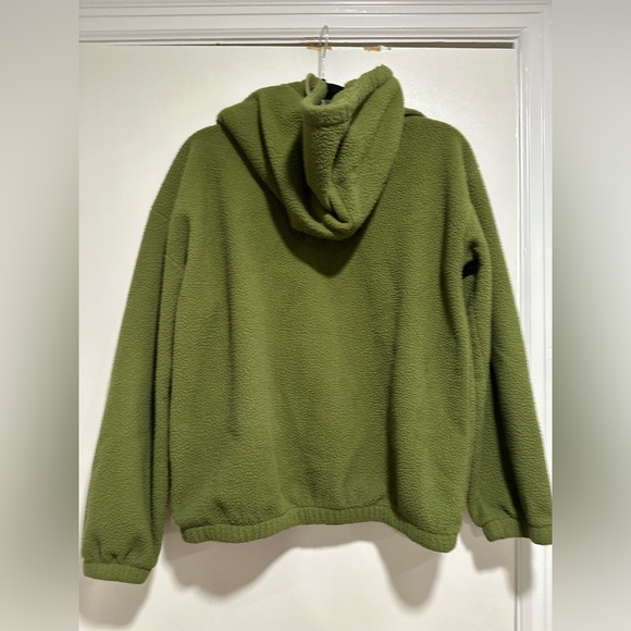 Stüssy Bronson Polar Fleece Drawstring Hoodie Sz: S olive green.Embroidered logo - Picture 3 of 13